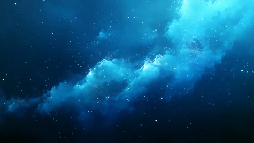High-contrast blue nebula cloud with dense particulate star field