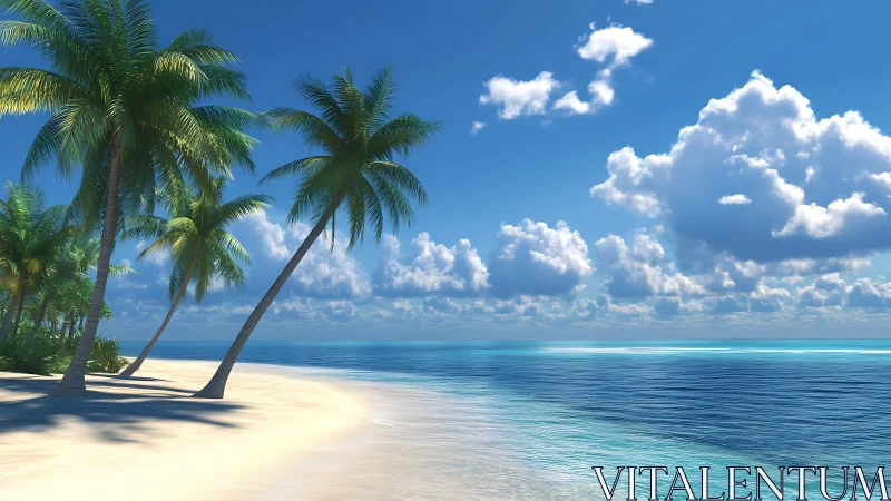 Tropical Littoral Zone: Coconut Palms on Pristine Sandy Beach.