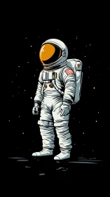 Astronaut in white EVA suit standing in open space.