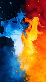 Blue Fire Embraces Amber Chaos in Collision.