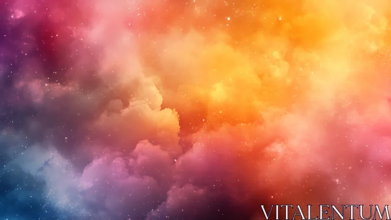 Starlit cotton candy nebula swirling in sunset-tinted cosmos.