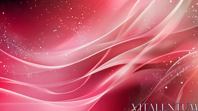 Layered translucent pink waveforms curve across a luminous field