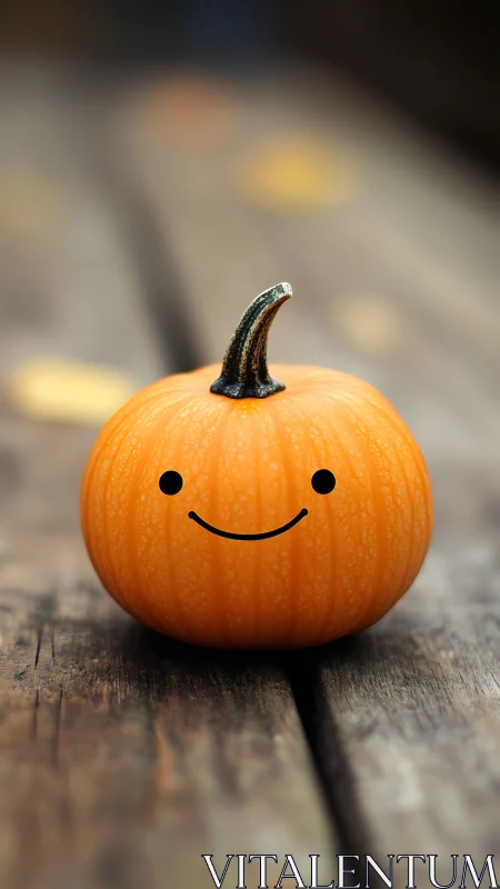 Smiling little pumpkin bringing cozy autumn cheer.