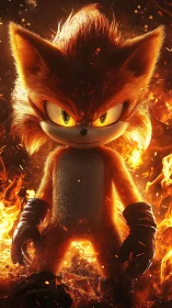 Inferno-furred rebel creature stalks through blazing firestorm.