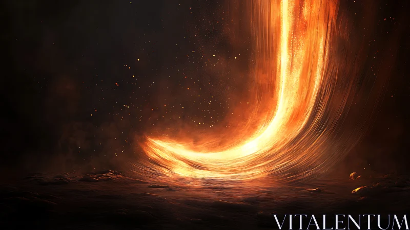 Golden Vortex Energy Portal Against Dark Space.