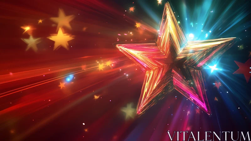 Shimmering neon starburst in a joyful cosmic swirl.