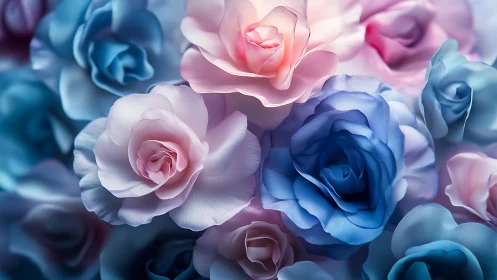 Multicolored Roses in Soft Focus Arrangement