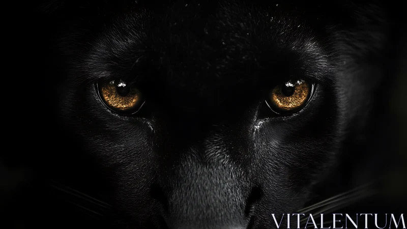 Black Cat Golden Eyes Close-up Portrait.