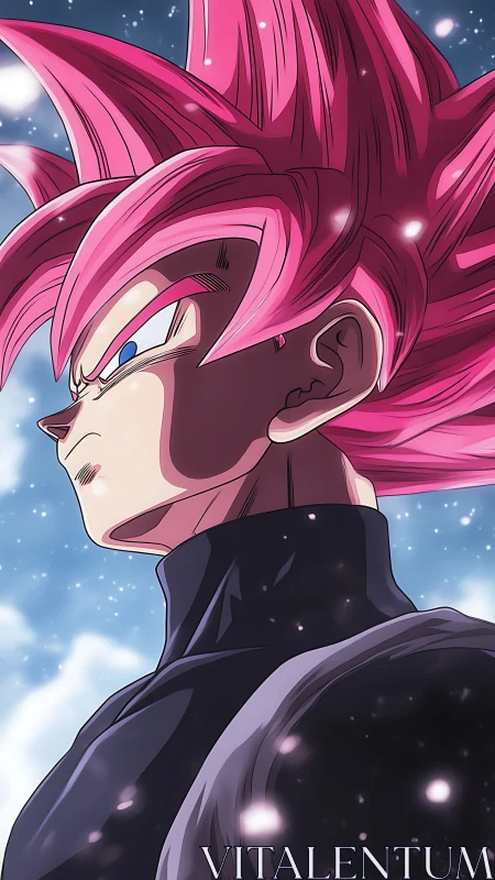 Dynamic cel-shaded anime warrior with pink spiked hair profile