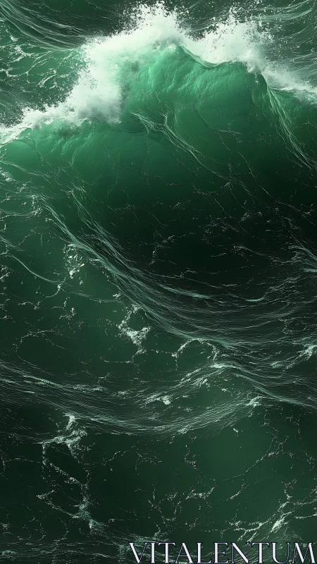 Emerald storm surge dancing in sculpted midnight waters.