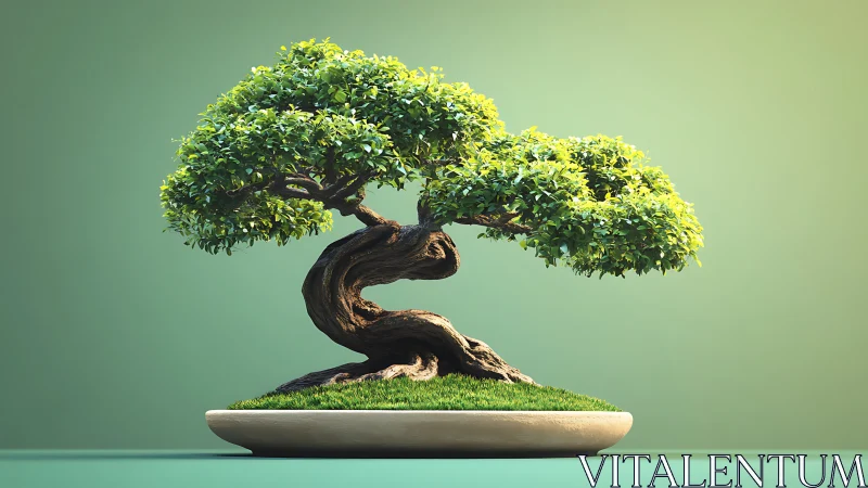 Whispering bonsai bends like captured wind in soft light.