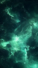 Emerald nebula rivers swirl through deep velvet cosmos.