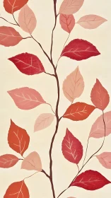 Red botanical branch pattern on cream textured ground.