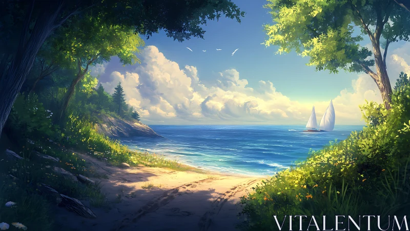 Hidden Cove with Sailboats: A Dreamy Coastal Escape.