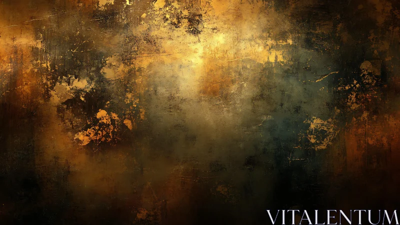 Rustic golden abstract texture with dark grunge accents and painterly style.