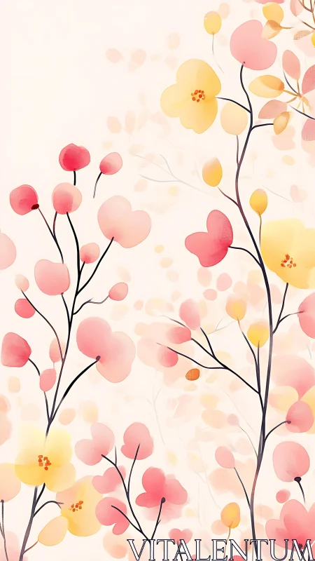 Delicate Blooms Dance in Soft Pastels.