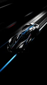 Futuristic hypercar slices neon highway in midnight motion.