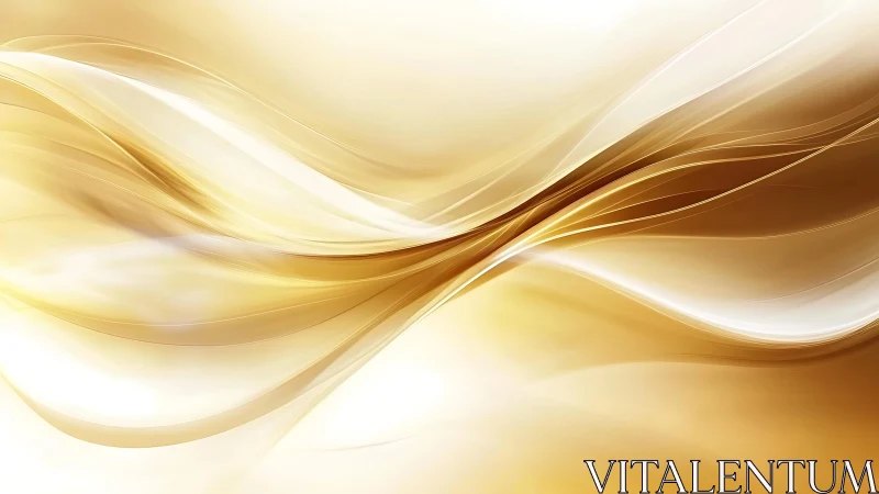 Elegant golden abstract waves with soft flowing lines, digital art.