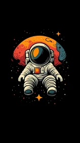 Gentle astronaut drifts in colorful starlit cosmic dreams