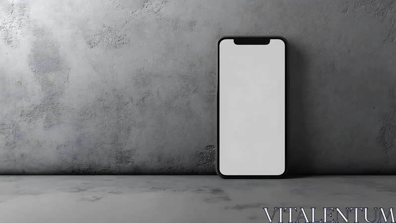 Smartphone Display Mockup Against Textured Wall Surface.
