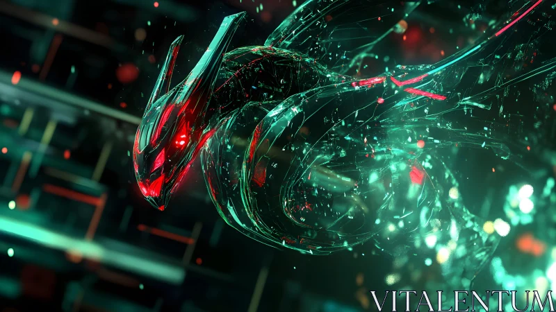 Futuristic Glass Dragon in Neon Cyberpunk Style with Glowing Effects.