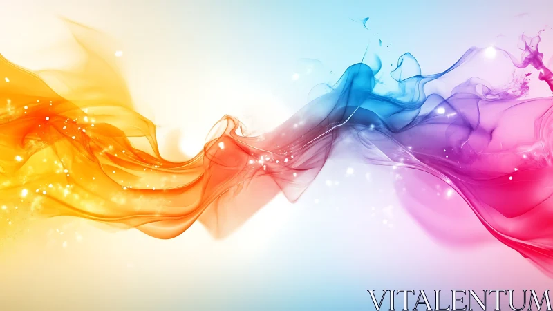 Colorful translucent waves flow across a bright gradient