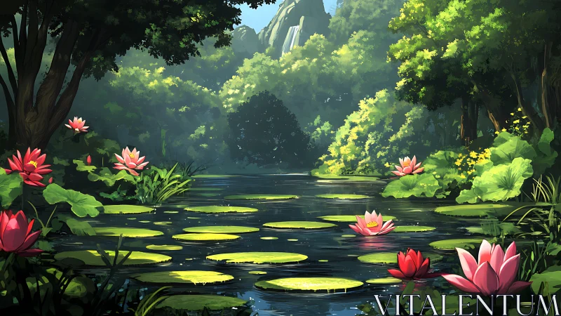 Lily pad daydreams on a quiet forest waterway glow.