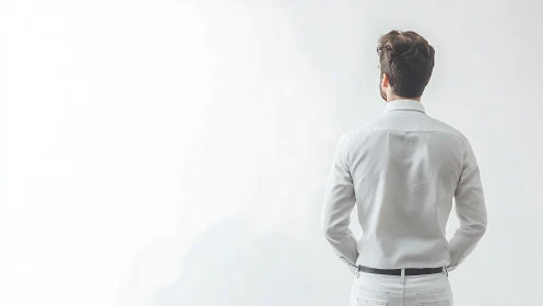 Posterior Profile Male Posture Study in Neutral Composition.