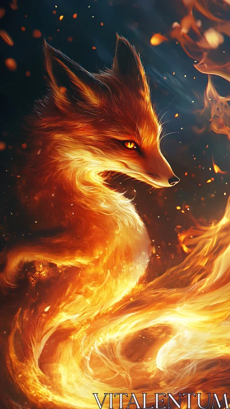 Volumetric pyro-fox entity with fluid dynamic flame contours.