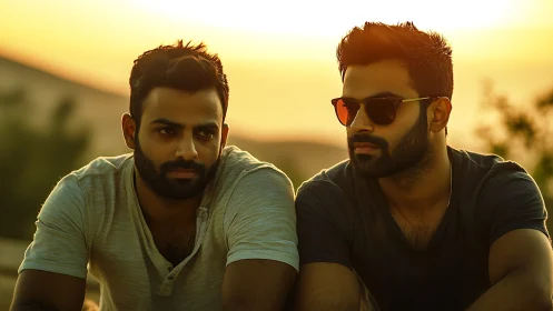 Sun-drenched twin vibes in golden hour quiet rebellion.