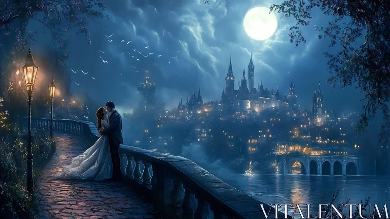 Moonlit Romance Under Spires and Stars.