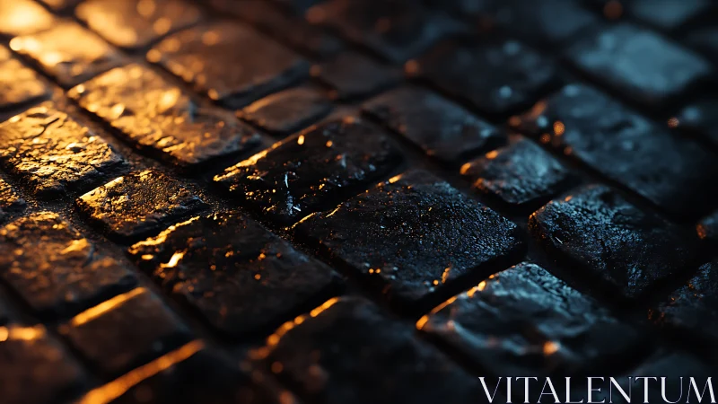 Midnight cobblestones sipping firelight and distant rain.