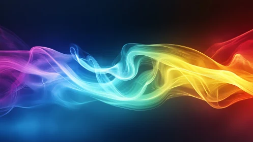 Vibrant flowing light waves in neon rainbow spectrum.