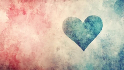 Watercolor Heart Gradient. Blue-Pink Emotional Symbol.