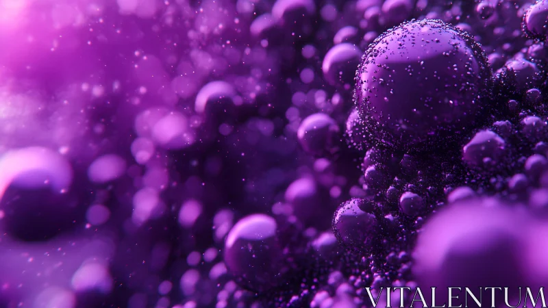 Abstract purple spheres with glowing highlights in macro photography.