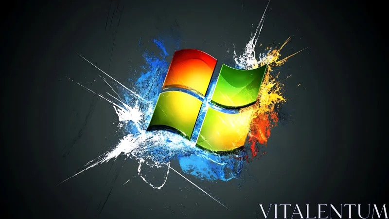 Digital painting logo splash with luminous quadrant shards.