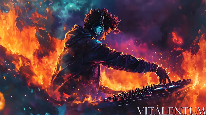 Fiery DJ command turns vibrant nightclub into a glowing storm