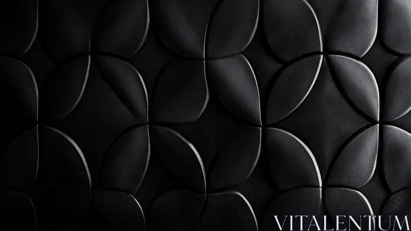 Soft shadows on sculpted black geometric petal wall.
