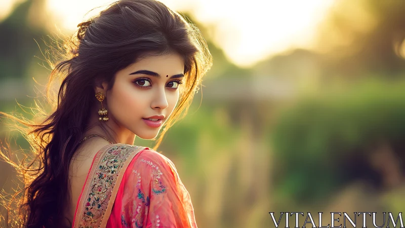 Backlit ethnic portrait with shallow depth and bokeh field.