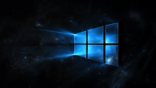 Starlit digital window glowing in deep cosmic night sky.