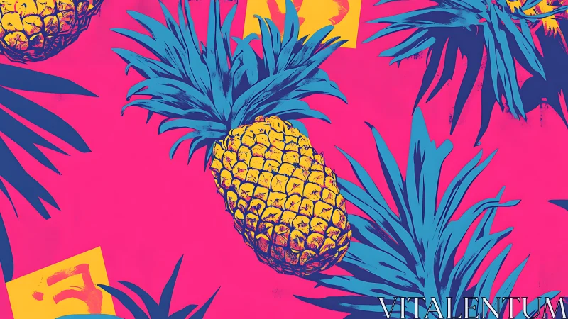Sunlit pineapple pops against bold pink tropical backdrop.