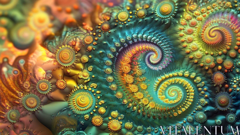 Radiant fractal spirals in luminous teal and gold motion.