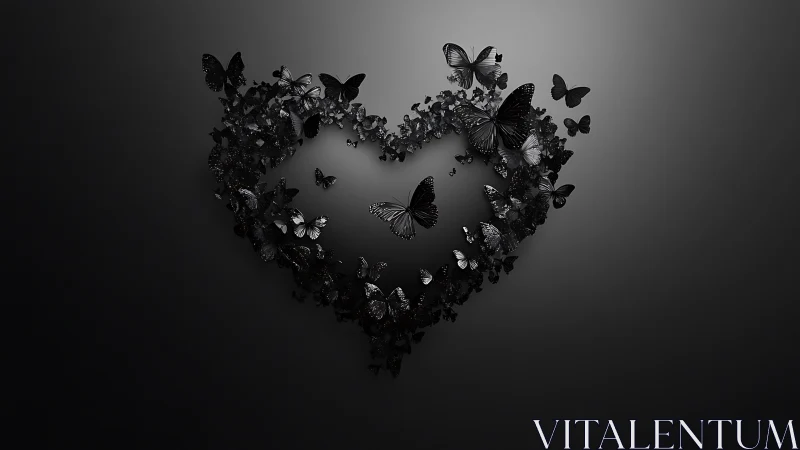 Butterfly Heart in Monochrome