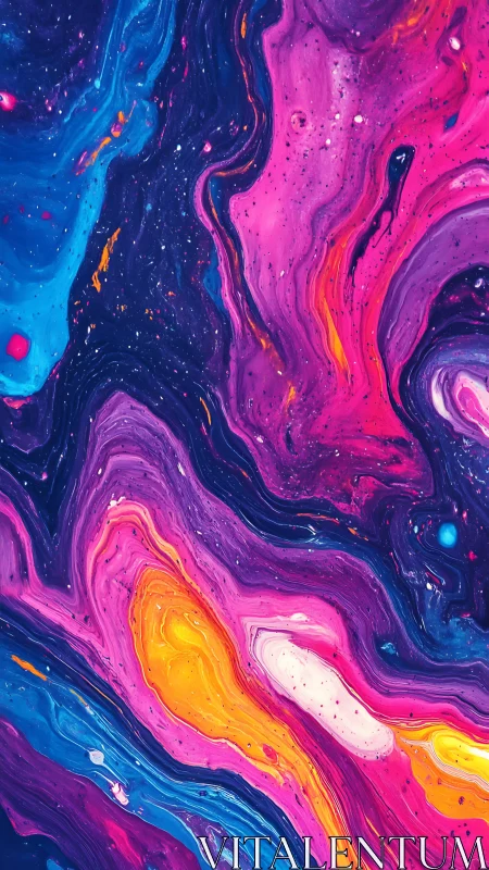 Cosmic swirls of neon color in a dreamy liquid galaxy.