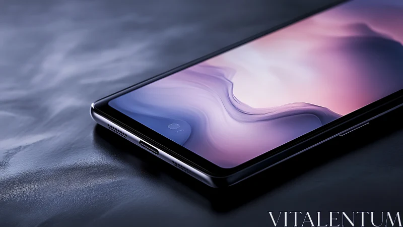 Smartphone with gradient display on textured surface