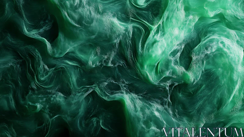 Emerald fluid currents twist through deep abstract foam.