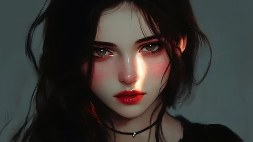 Digital portrait study with cinematic rim lighting and glossed lips.