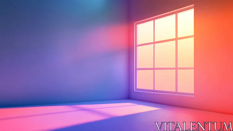 Color soaked minimalist room glows with soft gradient light