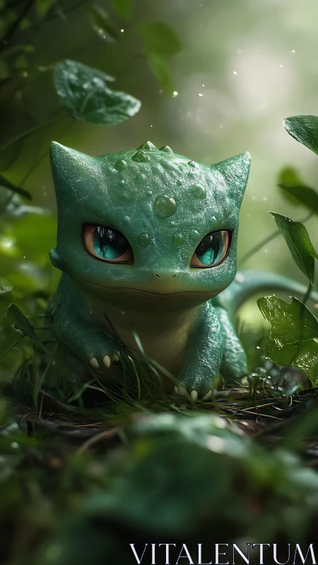 Gentle forest creature with jewel-bright eyes at rest.