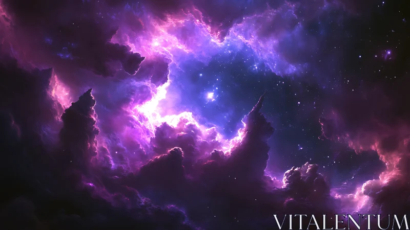 Violet nebula storm coils around radiant stellar core.